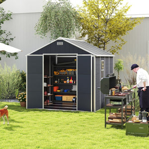 English Elm Campcraft 8x8 Ft Resin Storage Shed Thick Pp Panels Lockable Door Uv Resistant Outdoor W1598S00024