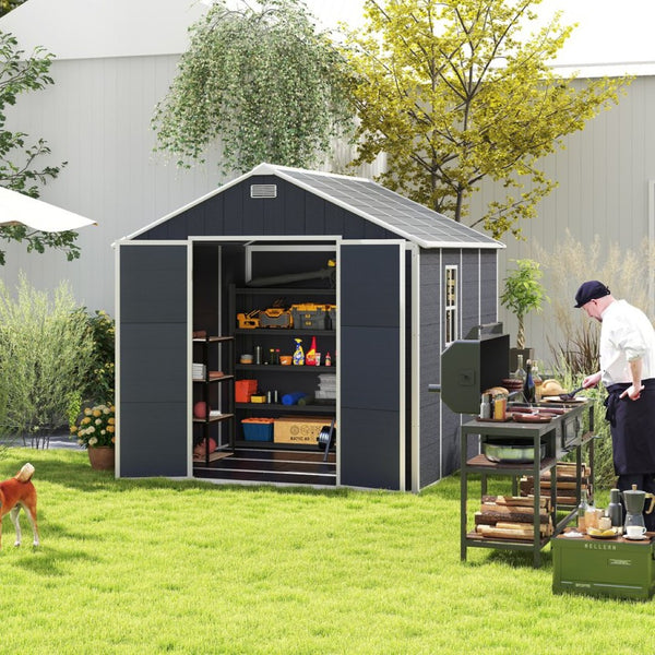 English Elm Campcraft 8x8 Ft Resin Storage Shed Thick Pp Panels Lockable Door Uv Resistant Outdoor W1598S00024