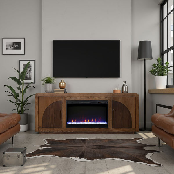 English Elm Eclipse 65 Inch Fireplace Tv Stand For Tvs Up To 75" - Elegant Bourbon & Walnut Finish With Heat B108P345181