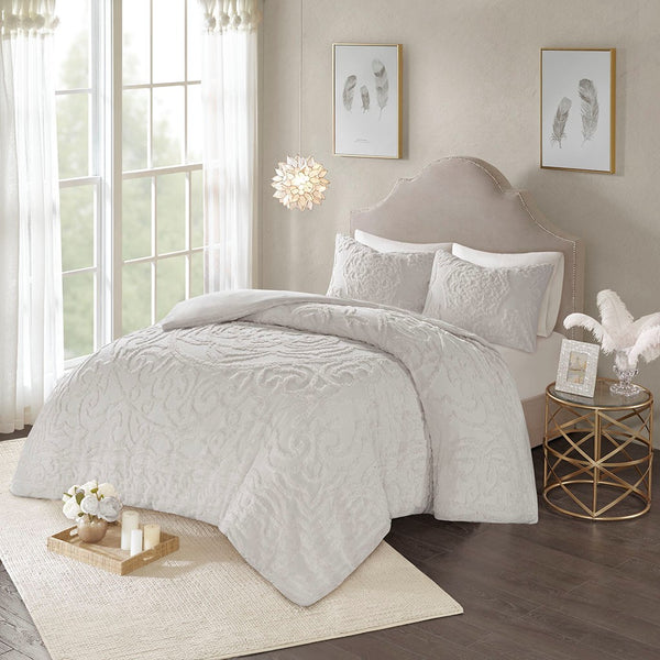 English Elm 3-Piece Laetitia Tufted Cotton Chenille Medallion Duvet Cover Set – Boho Shabby Chic, OEKO-TEX Cozy B03597332