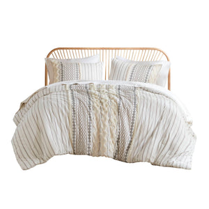 JLA Home INK+IVY - Cotton Imani Duvet Cover Mini Set with Geometric Tufted Chenille, Solid Reverse, OEKO‑TEX Cozy 92 L x 88 W x 0.13H II12-996