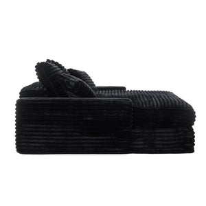 English Elm 028dr-oversized Corduroy Chaise Lounge Sleeper Chair Xxl Seat for Studio Living Black W527S00007