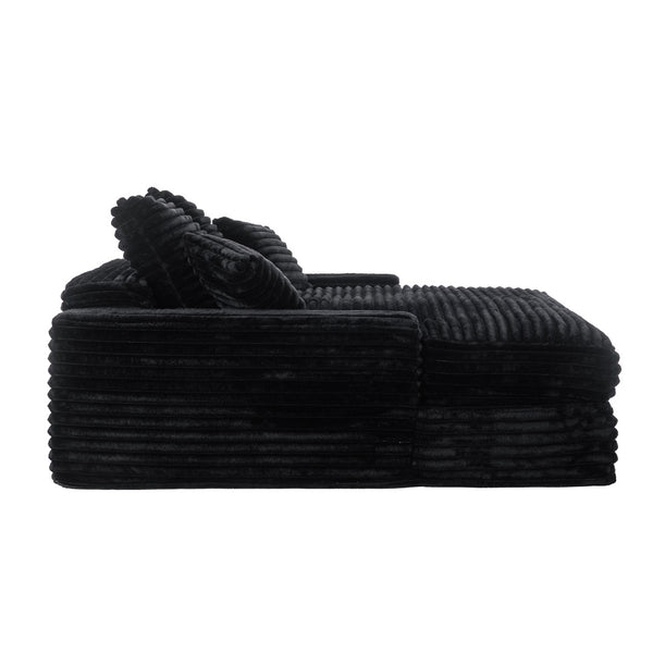 English Elm 028dr-oversized Corduroy Chaise Lounge Sleeper Chair Xxl Seat for Studio Living Black W527S00007