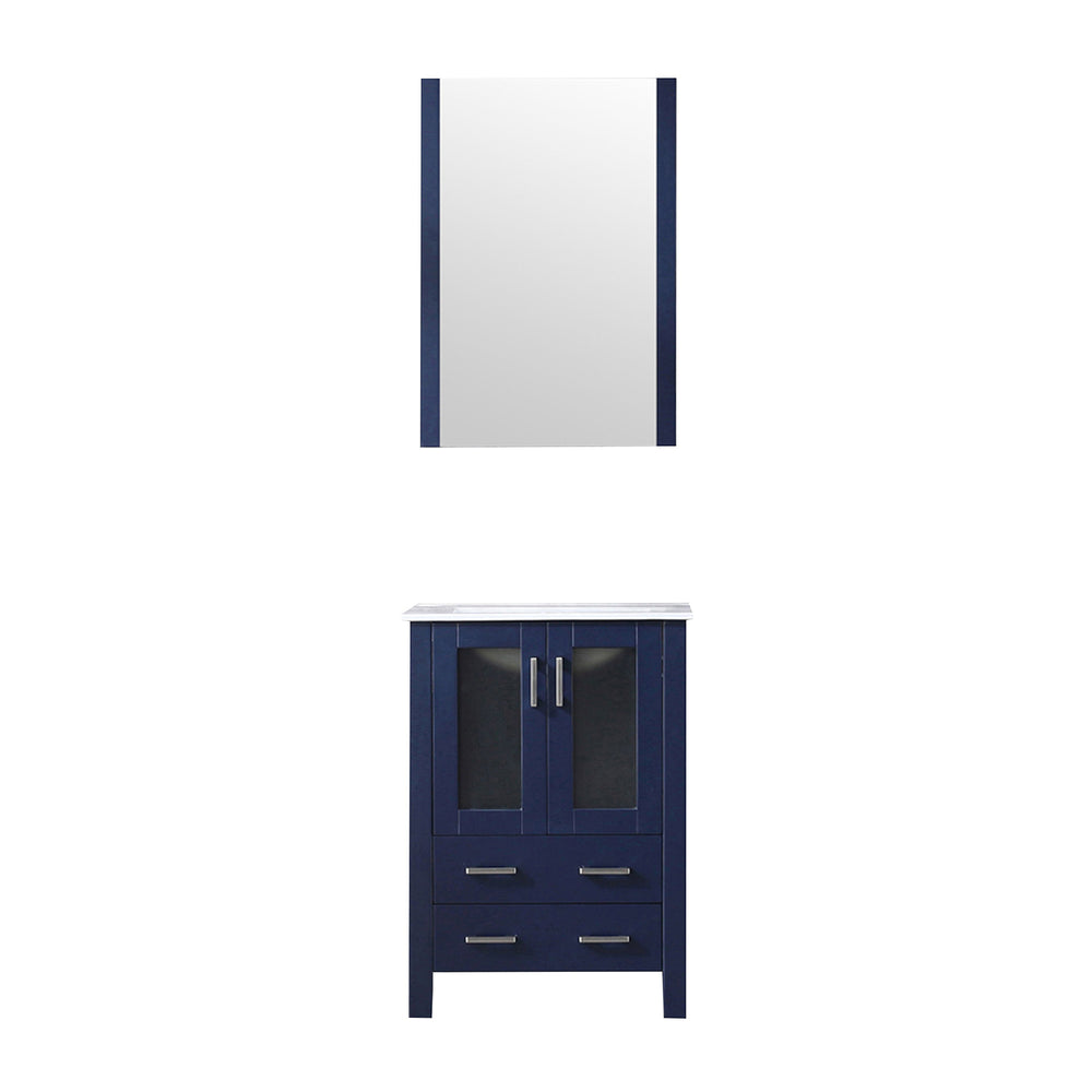 English Elm Navy Blue Bath Vanity Set With White Ceramic Top, Soft-Close Drawers, & Matching Mirror Included B2731S00721