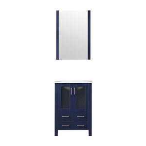 English Elm Navy Blue Bath Vanity Set With White Ceramic Top, Soft-Close Drawers, & Matching Mirror Included B2731S00721