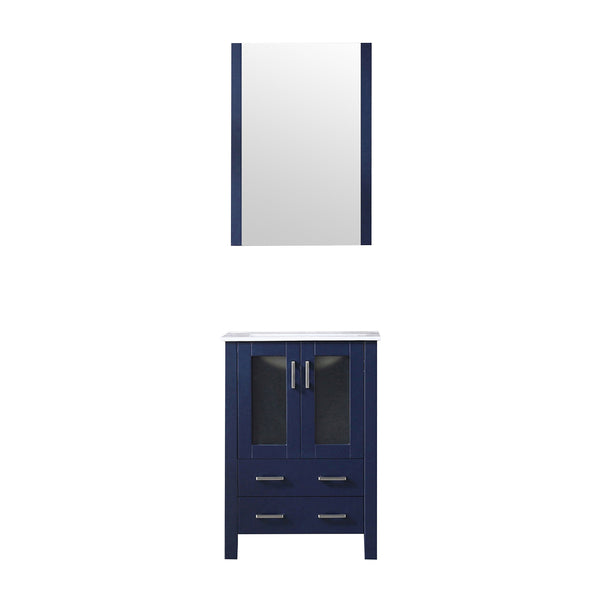 English Elm Navy Blue Bath Vanity Set With White Ceramic Top, Soft-Close Drawers, & Matching Mirror Included B2731S00721