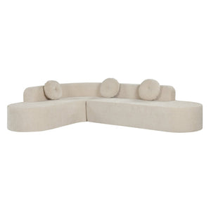 English Elm 122'' Curved L-shaped Sectional Sofa Chenille Upholstery Pocket Spring Living Room Seating Sand N760S0000049D
