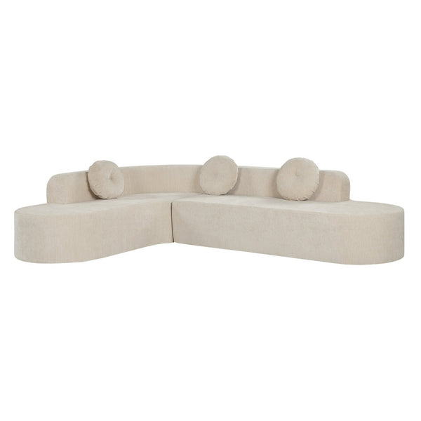English Elm 122'' Curved L-shaped Sectional Sofa Chenille Upholstery Pocket Spring Living Room Seating Sand N760S0000049D