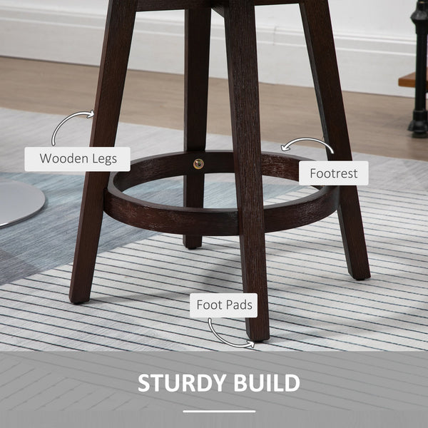 English Elm Homcom 26" Counter Height Bar Stools Set Of 2 - Elegant Dark Gray Linen, Swivel Seat & Footrest Design W2225P229462