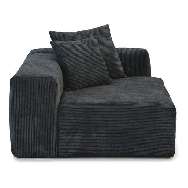 English Elm Pixel Modern Modular Sofa - Stylish Black Corduroy L-Shaped Sectional 4-Seater For Versatile Comfort B341S00024-GIGA