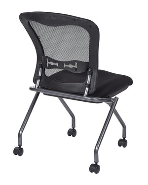 OSP Home Furnishings Soft-flex Pro-line Ii Folding Chair with Progrid Mesh Back and Lumbar Support Coal 84220-30