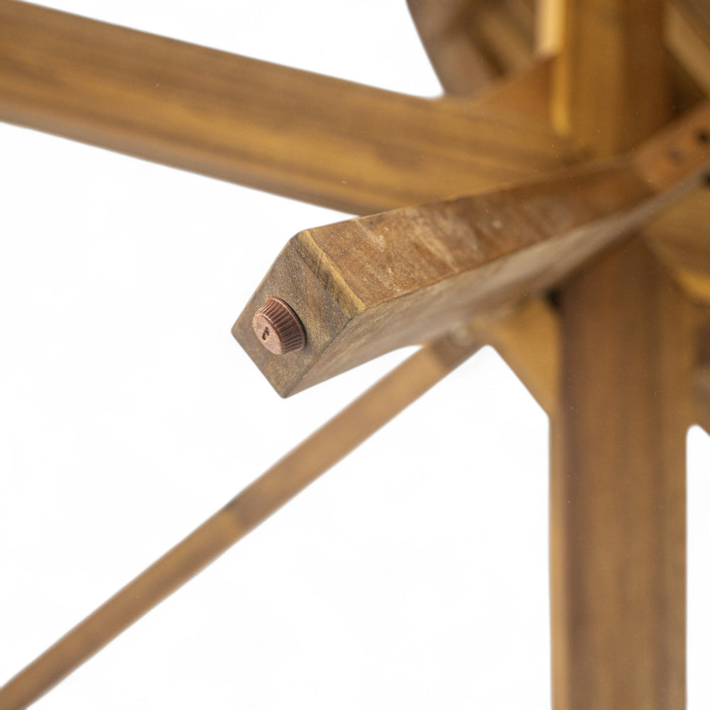 English Elm Christopher Knight Home® - Outdoor Acacia Wood Round Dining Table with Slatted Top and Cross Base, Teak Finish, Seats 4 Stylishly N768P238585T