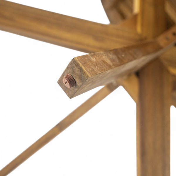 English Elm Christopher Knight Home® - Outdoor Acacia Wood Round Dining Table with Slatted Top and Cross Base, Teak Finish, Seats 4 Stylishly N768P238585T