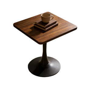 English Elm Square Tulip Pedestal Bistro Table Mid Century Walnut Finish Compact Dining for Two W2641P460037