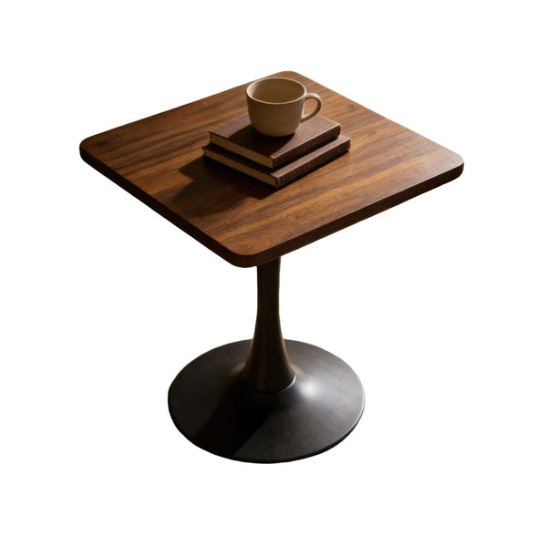English Elm Square Tulip Pedestal Bistro Table Mid Century Walnut Finish Compact Dining for Two W2641P460037