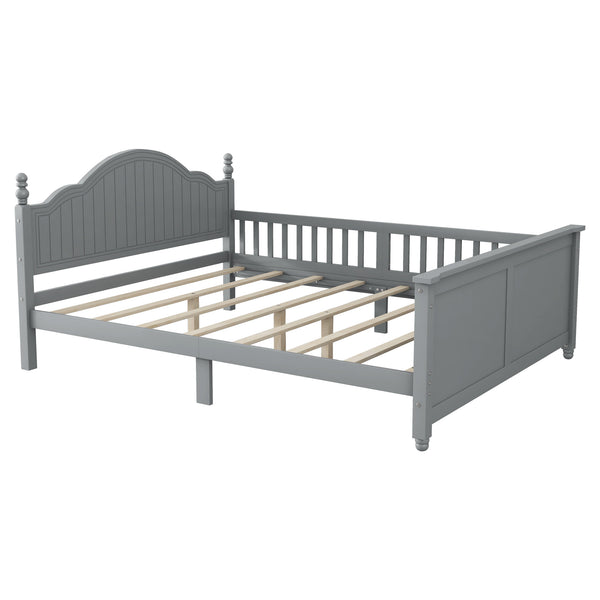 English Elm Full Full Size Kids Bed Gray — Solid Pine Wood Platform with Headboard & Footboard, Guardrail, 300LB Capacity W2593P358753