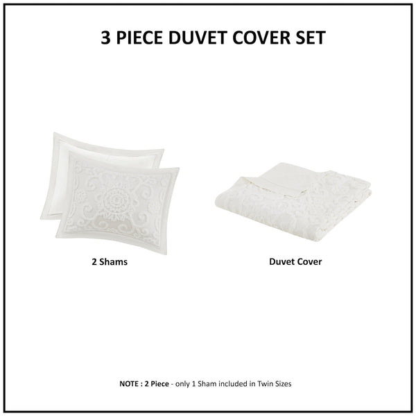 English Elm Duvet Suzanna Tufted Medallion Full/Queen Duvet Cover Set 100% Cotton OEKO-TEX Certified Comfort Ivory 17.32 L x 15.35 W x 6.69 H B03595773