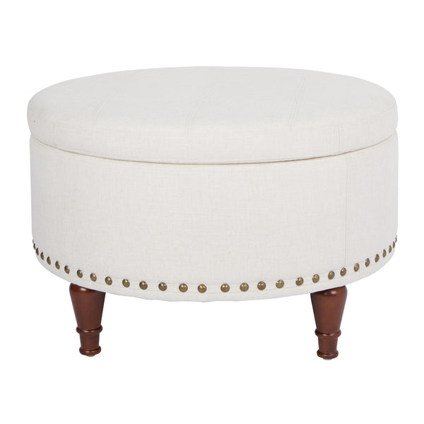 OSP Home Furnishings Alloway Storage Ottoman Linen