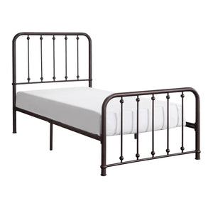 English Elm Classic Queen Platform Bed with Curved Headboard and Ball Accent Detailing, Dark Bronze Metal Frame Antique Bronze 45 L x 43.25 W x 3.75 H B011P263750