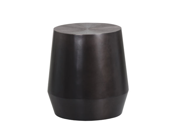 Sunpan Creed End Table - Hand-Hammered Drum Design with Captivating Finish for Stylish Living Spaces Gunmetal
