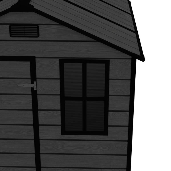 English Elm Campcraft Resin Storage Shed 6x6 Ft Polypropylene Waterproof Outdoor Wood Grain W1598S00029
