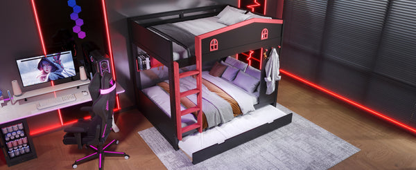 English Elm Twin Xl Solid Pine Loft Bed with Built-in Led Lighting and Storage Shelves W1580S00393