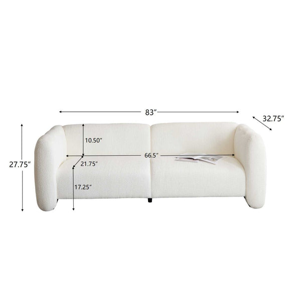 English Elm Tonson Wave Silhouette Boucle Three Seater Sofa Sculptural Modern Living Room Seating White N773IS00030CC
