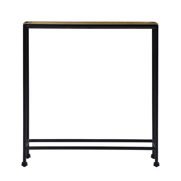 English Elm Trenton Antique Bronze Metal Side Table with Removable Tray Top, Slim Space-Saving Accent Table (24.5") B050P364433