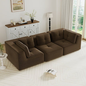 English Elm Modern Corduroy Sectional Sofa Tufted Modular Deep Seat Living Room Couch Brown W714S01807