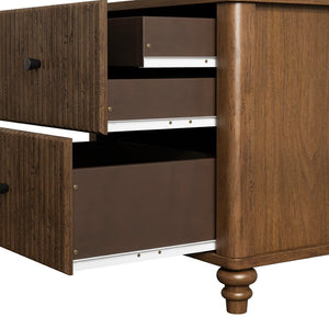 English Elm 4-piece King Bedroom Set Wavy Fluted Panel Solid Wood Dresser Nightstands Beige W1716S00028