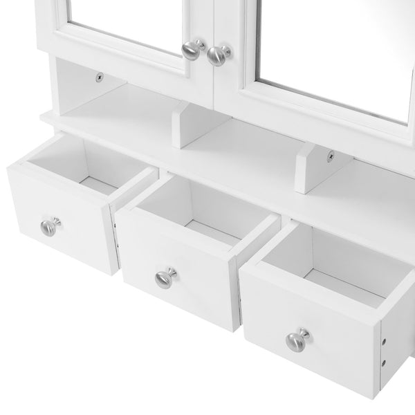 English Elm 4-in-1 Wall Mounted Bathroom Cabinet with Mirror Drawers and Towel Hooks Vanity White N710P405416K
