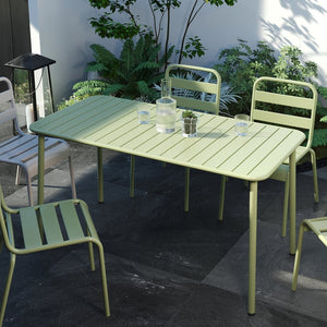 English Elm Sella Long Table In Frosty Green - Compact Outdoor Dining & Leisure Table For Balconies & Patios W3318P308295-GIGA