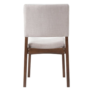 English Elm Upholstered Stackable Dining Chairs Linen Fabric Rubberwood Frame Rustic Set of 2 Dark Walnut N752P327193D