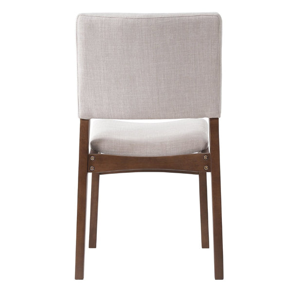 English Elm Upholstered Stackable Dining Chairs Linen Fabric Rubberwood Frame Rustic Set of 2 Walnut N752P327192D