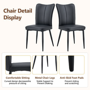 English Elm Table And Chair Set - Modern 71" White Grain Dining Table With Storage & 8 Stylish Black Pu Chairs W1151S04269-GIGA