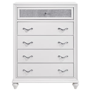 English Elm Randall Glamorous 5-Drawer Chest - Chic White Storage Solution With Crystal Hardware Accents B062P374129-GIGA