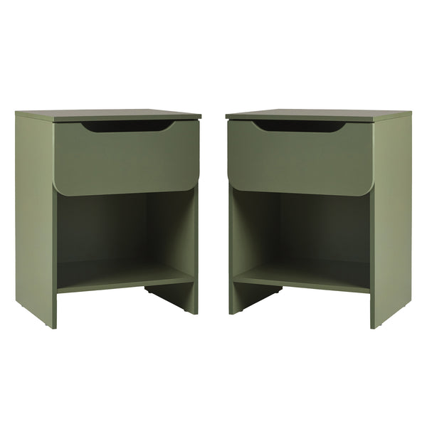 Simple Modern 1-Drawer Nightstand - Set of 2 Green DOMB4CGRC-2PK Walker Edison