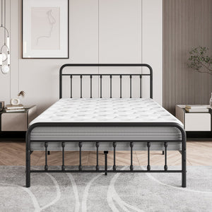 English Elm Metal Victorian Platform Bed Frame Full Size Black with Noise-Free Steel Slats, Underbed Storage, 450lb Capacity W84034826