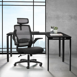 OSP Home Furnishings Mesh Back Ergonomic Manager Chair with Adjustable Headrest Lumbar Support for Home Office EM65151HR-3
