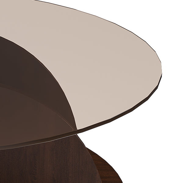 English Elm Round Coffee Table with 4-Tier Storage, 31.5" Modern Farmhouse Walnut MDF & Tempered Glass Top W2700P363937