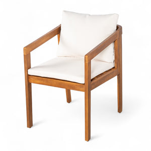 English Elm Christopher Knight Home® - Acacia Solid Acacia Wood Outdoor Dining Chairs Set of 2 with Beige Weather-Resistant Cushions, Natural Finish N776P286347B