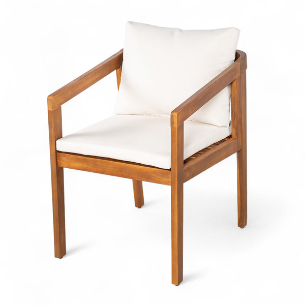 English Elm Christopher Knight Home® - Acacia Solid Acacia Wood Outdoor Dining Chairs Set of 2 with Beige Weather-Resistant Cushions, Natural Finish N776P286347B
