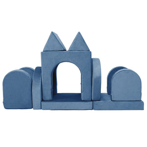 English Elm 14pcs Modular Foam Play Couch Set Convertible Toddler Fort Builder for Playrooms Blue T5880P493431
