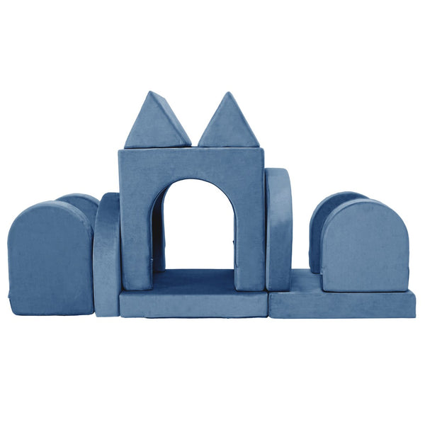 English Elm 14pcs Modular Foam Play Couch Set Convertible Toddler Fort Builder for Playrooms Blue T5880P493431