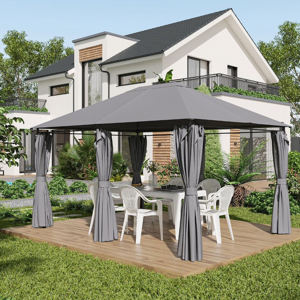 English Elm Outsunny 10' X 13' Outdoor Patio Gazebo With Removable Sidewalls For Perfect Garden Entertaining! W2225P200680-GIGA