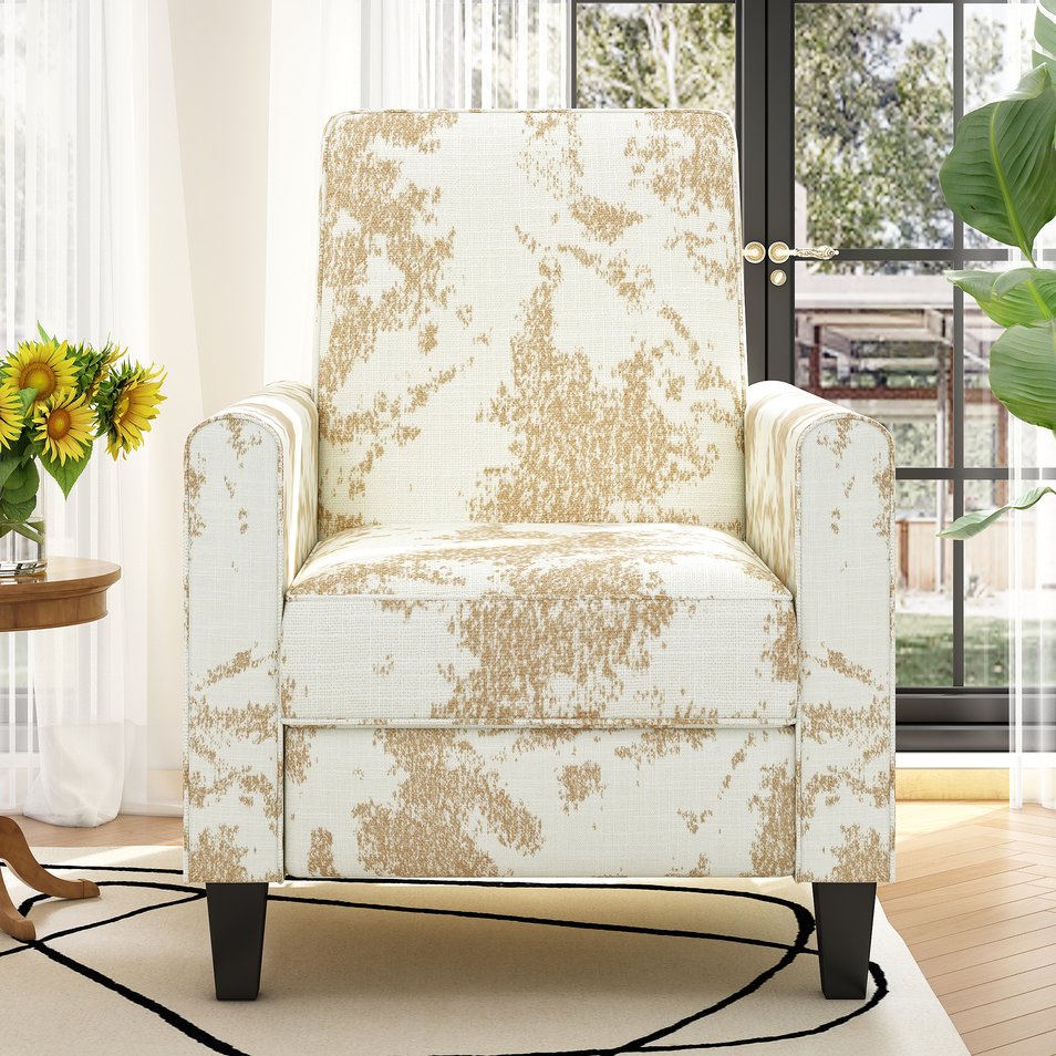 English Elm Christopher Knight Home® - 27.5" Push Back Recliner with Beech Legs, Deep Ergonomic Seat & Extendable Footrest for Rooms Yellow N763P256508G