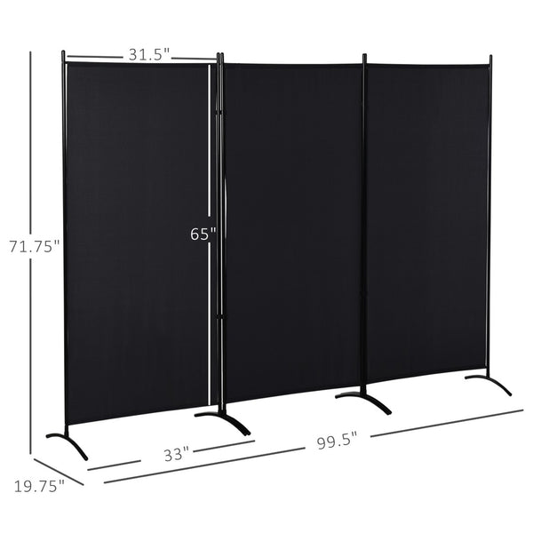 English Elm Privacy Screen Three Panel Folding Divider Matte Black Steel Frame Home Office T3971P420790