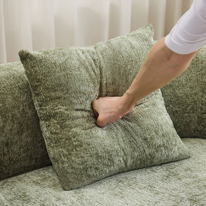 English Elm Green Curved Loveseat Sofa with Round Armrest, Foam & Spring Comfort, 2 Pillows, No Assembly, Compact W3612P348746