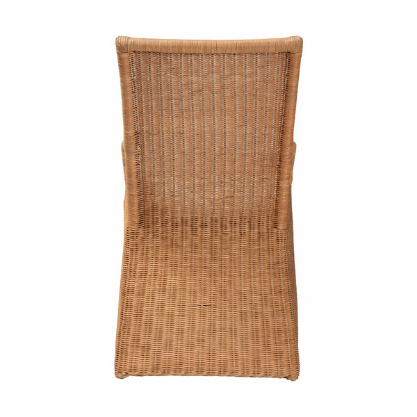 English Elm Bohemian Honey Rattan Armchair Woven Dining Seat with Cutout Skirt for Coastal Rooms B2750P467782