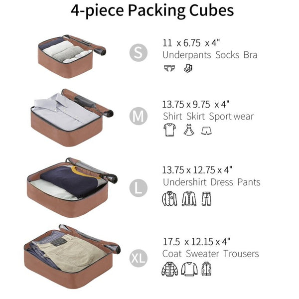 English Elm 4 Piece Abs Hard Shell Luggage Set with Spinner Wheels Tsa Lock and Packing Cubes N730P326613I